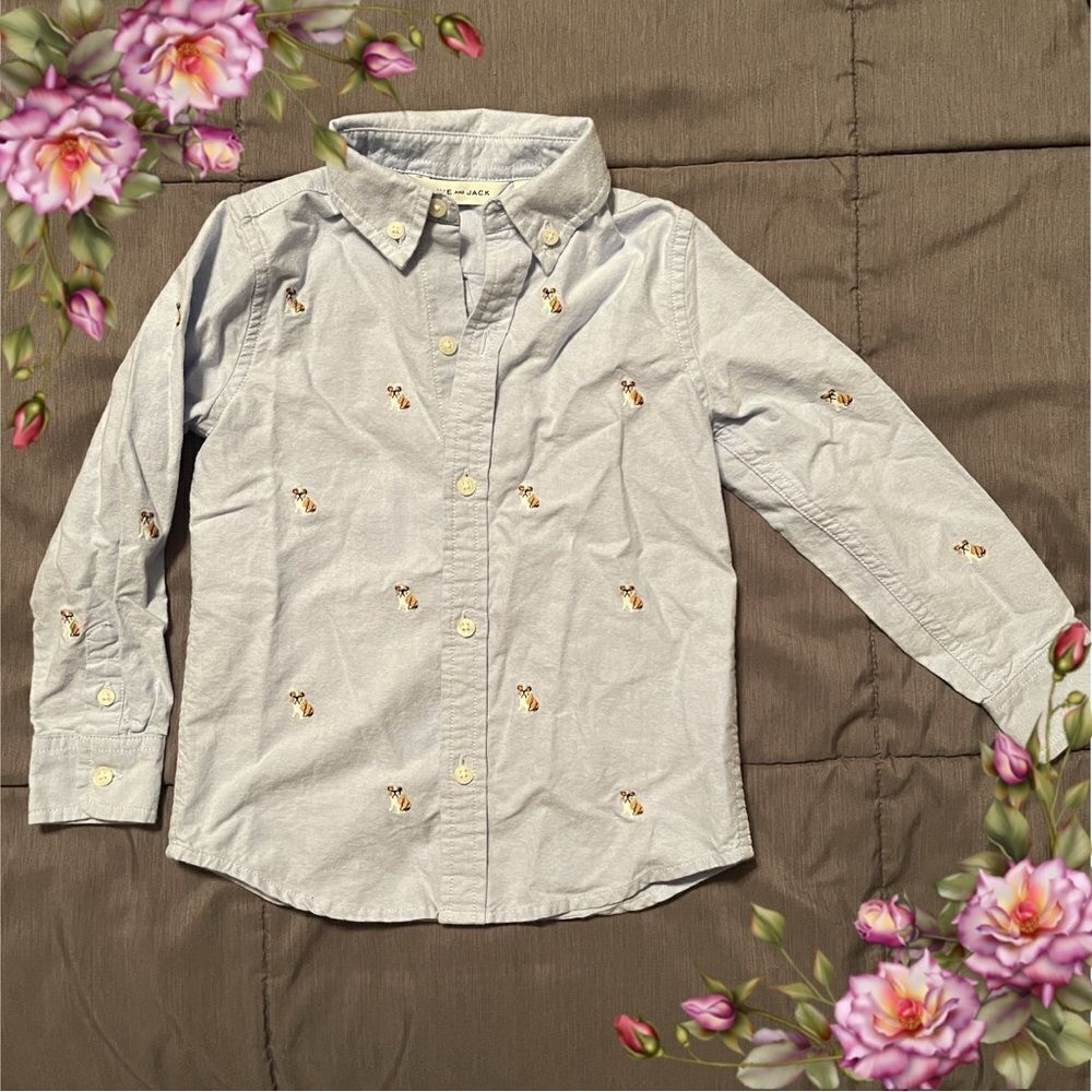 JANIE AND JACK BULLDOG OXFORD BUTTON DOWN SHIRT